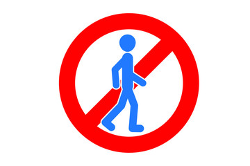 Not entry icon. Disallowed and danger, warning symbol. Flat Vector illustration.(blue version)   