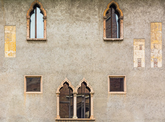 Castelvecchio (Old castle) is a castle in Verona, northern Italy. It is an military scaliger construction. Details of the facade - Verona, Italy 