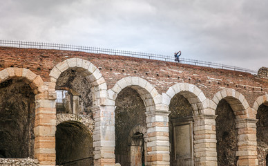 The Arena at Piazza Brà in Verona, is a famous Roman amphitheater. Verona, northern Italy, marz 9,...