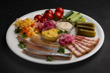 Vegetables dish on a plate in a restaurant