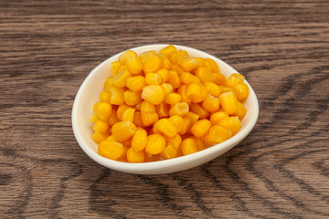 Sweet corn seeds in the bowl