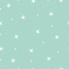 Fototapeta na wymiar Seamless pattern Star silhouette With a small dot on the blue background Design used for Publications, poster, gift wrap, clothing, textiles, vector illustration
