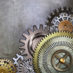 metallic gears background, 3D illustration