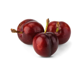 Plum fruit isolated on white background.With clipping path.