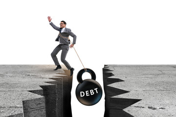 Concept of debt and load with businessman