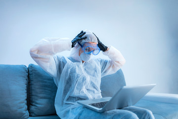 Self-isolation and working from home, prevention, hysteria, fear of viruses and diseases.