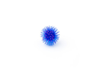 Abstract blue model of a strain of coronavirus infection.