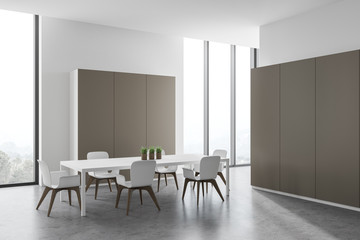 Fototapeta premium White and beige dining room corner