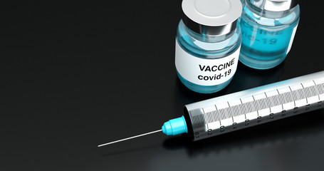 Vaccine bottle with syringe  black wallpaper