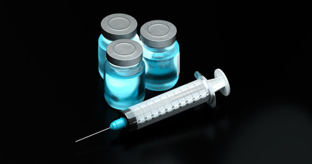 blue Vaccine bottle with syringe black