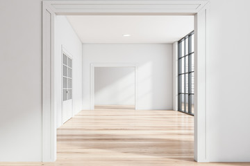Empty apartment interior with white walls
