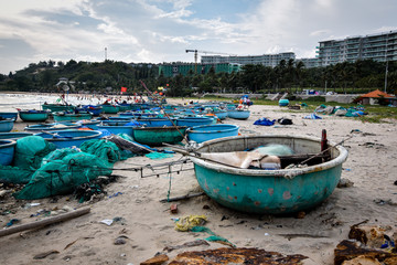 Fototapeta na wymiar Squid fishing boats in Vietnam