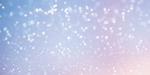 Blurred background. Christmas background with fir tree and decor. Top view with copy space