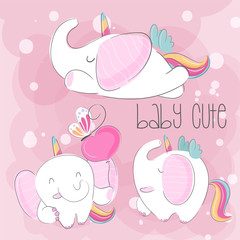 Cute animal cartoon big an elephant corn illustration for kids