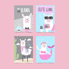 Collection set flat animal cartoon illustration for kids