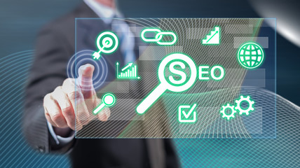 Man touching a seo concept