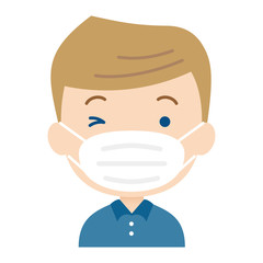 白いマスクをつけた少年