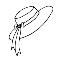 Hand drawn doodle summer hat. Simple element for cards, posters, banners and other design. 