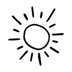 Hand drawn doodle sun. Simple element for cards, posters, banners and other design. 