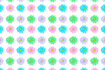 Pink, blue and violet Chamomile or gerbera floral seamless pattern