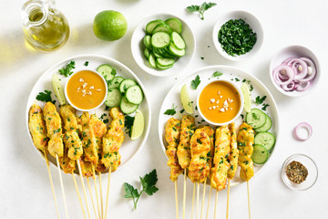 Chicken satay with peanut sauce