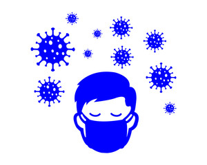 Man, boy, mask, coronavirus, virus, icon, vector, quarantine, instruction, blue