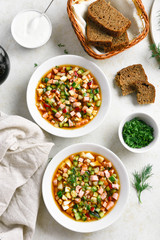 Cold russian soup Okroshka