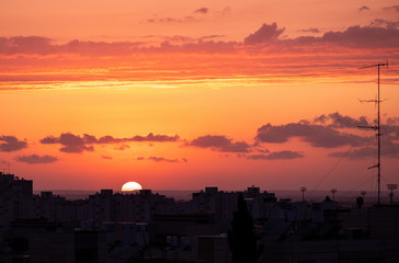 Amazing sunset on Beersheba, the capital of the Negev desert district