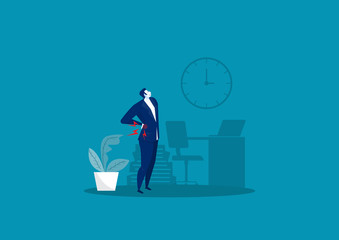 Businessman Suffering from Back Pain on office  Illustration.