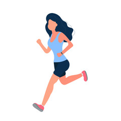 Fototapeta na wymiar The girl is running. The girl in shorts and a t-shirt is jogging. Isolated. Vector.