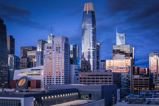 San Francisco Cityscape With Salesforce Tower, The Highest Building In San Francisco Skyline