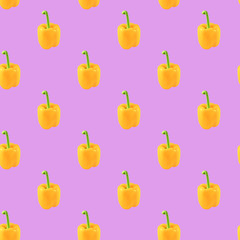 Ugly yellow square pepper seamless pattern on purple background