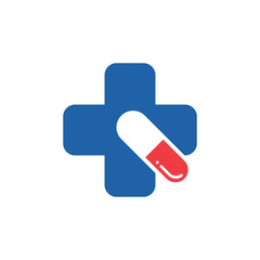 Pill or Capsule Healthcare Logo Design. 