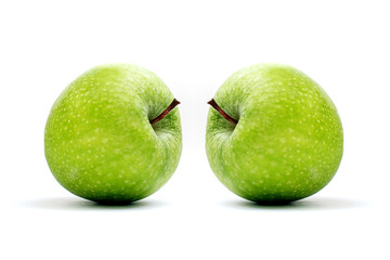 Green apples on a white background.