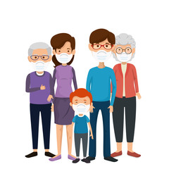 family members using face mask vector illustration design