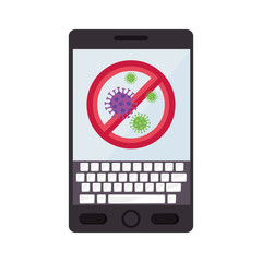 campaign of stop covid 19 in tablet device vector illustration design