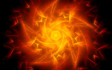 abstract illustration of a fantastic star with many rays on a black background