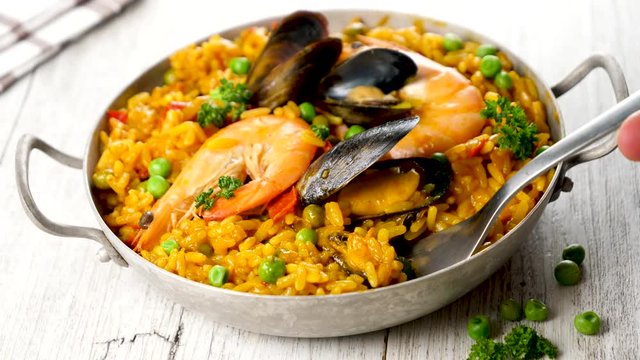 spanish paella with seafood