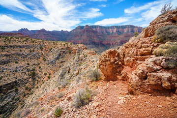 hiking the grandview trail at the south rim of grand canyon in arizona,usa