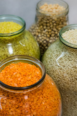 vegan stock of cereals in glass
