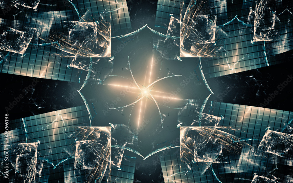 Aufkleber digital image generated on a computer consisting of beautiful abstract geometric shapes, lines of di