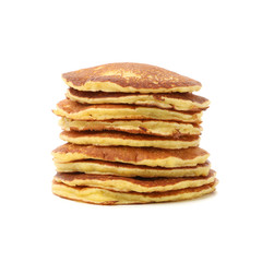 Tasty pancakes isolated on white background. Sweet breakfast