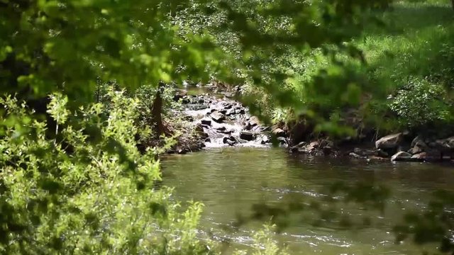 Bach sprudelt in den Flu&szlig;