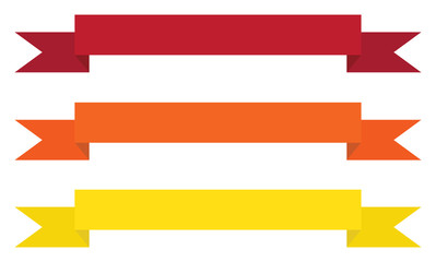 Red, orange and yellow ribbon, ribbon, set, icon, vector, illustration