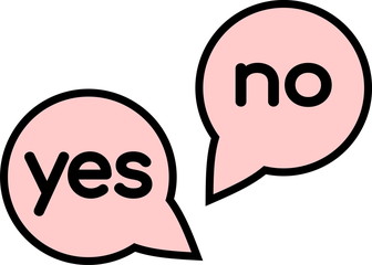 YES or NO. Words in speech bubble icon