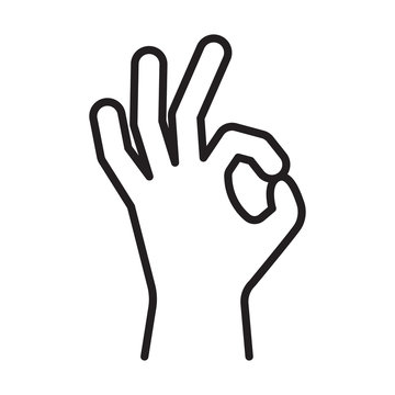 Ok icon, human hand gesture okay symbol