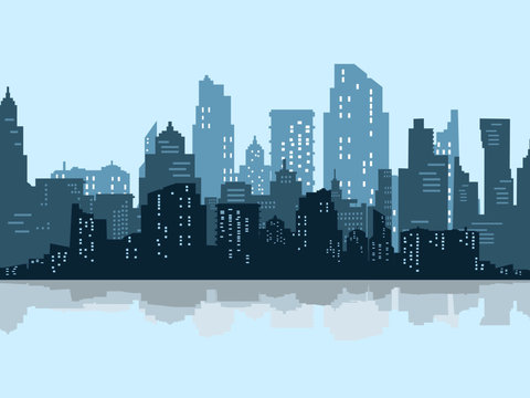 vector Blue silhouette cityscape Urban city view background