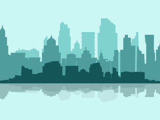 vector green silhouette cityscape Urban city view background