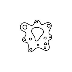 Naklejka premium Microscopic virus icon. Disease pathogen, coronavirus infection symbol. Bacteria, microbe sign. Microbiology, germs, cell biology concept. Line icon design for modern web and mobile concept.