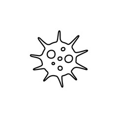 Microscopic virus icon. Disease pathogen, coronavirus infection symbol. Bacteria, microbe sign. Microbiology, germs, cell biology concept. Line icon design for modern web and mobile concept.